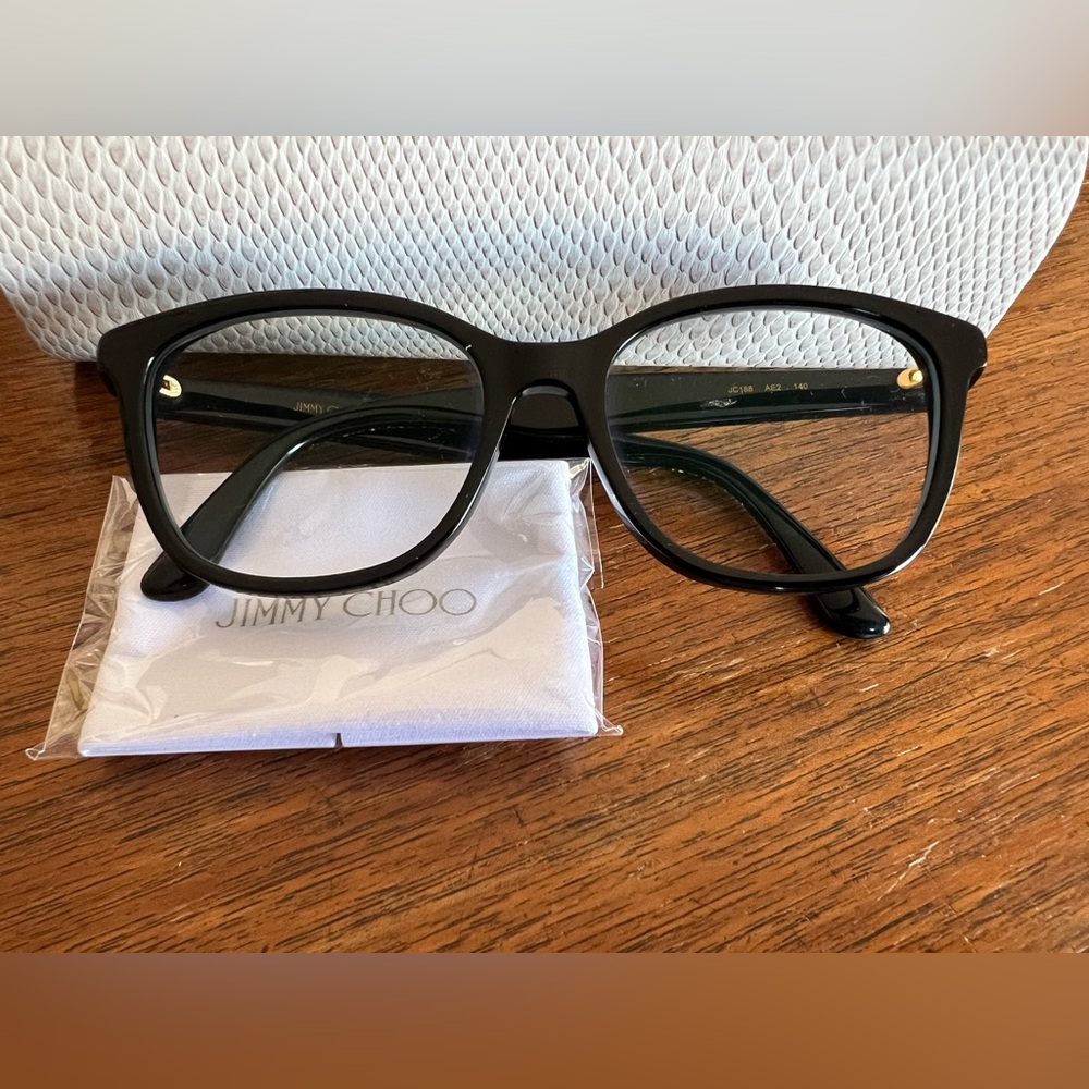 Jimmy Choo Women’s Black Eyeglasses With Snakeskin Case Model JC188 AE2 140